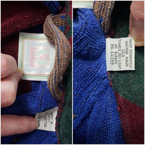 Vintage VTG 90's 1990's TJ Lawford Aztec Southwestern Print Bathrobe Sz. Lg. - Picture 4 of 8